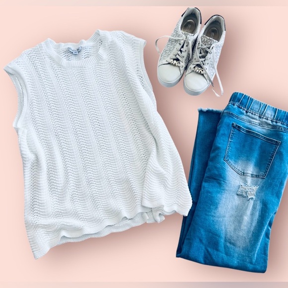 OPHELIA ROSE White Sleeveless Sweater 3X - Picture 1 of 4